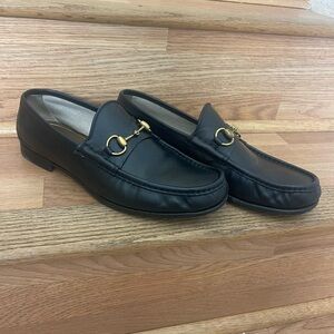 Gucci 1953 Horsebit Black Leather Loafers Size 12